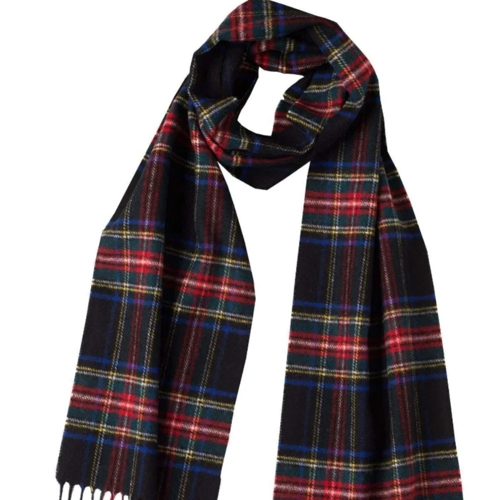 Mens Lambswool Red Black Tartan Plaid Scarf